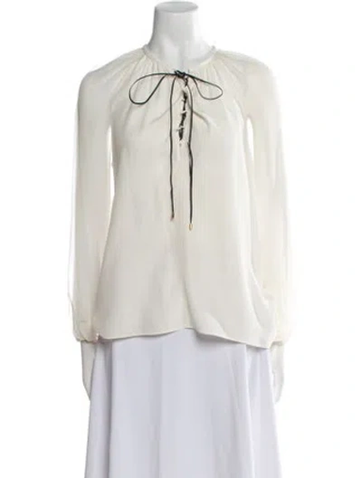 Pre-owned Altuzarra Tie Neck Long Sleeve Blouse In White