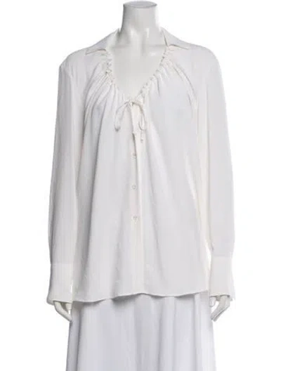 Pre-owned Altuzarra Tie Neck Long Sleeve Blouse In White