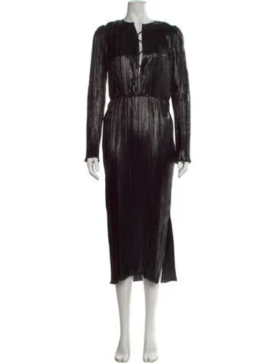 Pre-owned Altuzarra Tie Neck Midi Length Dress In Black