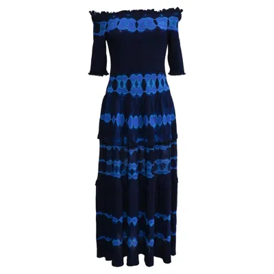 Altuzarra Tie-dye Accent Midi Dress In Navy Blue Viscose
