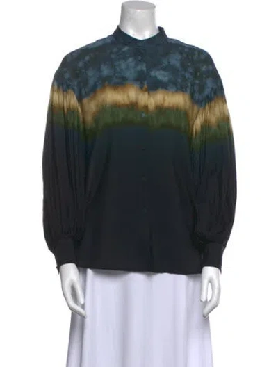 Pre-owned Altuzarra Tie-dye Print Crew Neck Blouse In Blue
