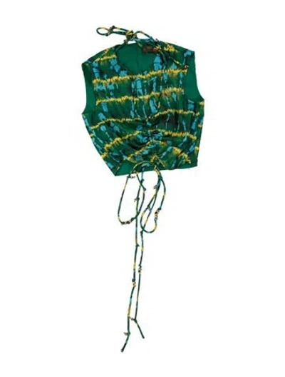 Pre-owned Altuzarra Tie-dye Print Halterneck Top In Green