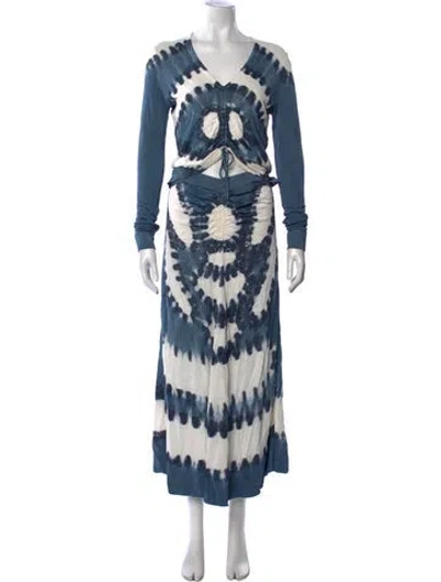 Pre-owned Altuzarra Tie-dye Print Long Dress In Blue