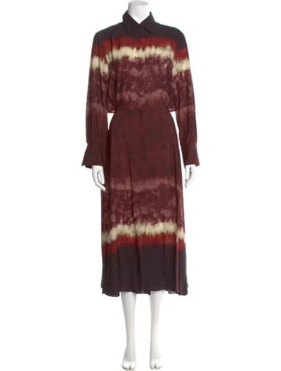 Pre-owned Altuzarra Tie-dye Print Long Dress In Brown