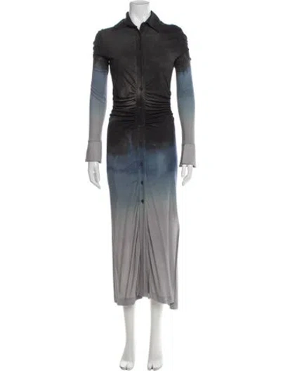 Pre-owned Altuzarra Tie-dye Print Long Dress In Gray