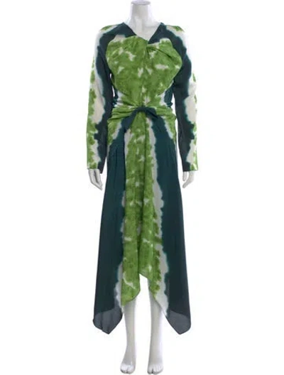 Pre-owned Altuzarra Tie-dye Print Long Dress In Green