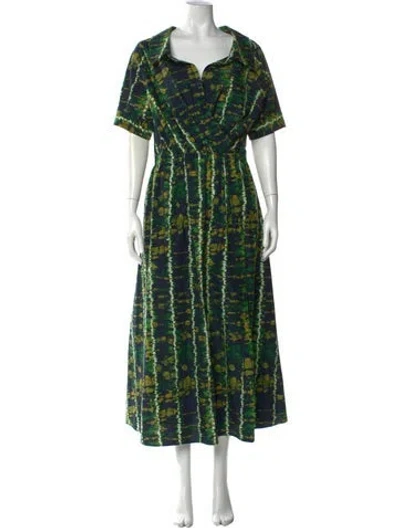 Pre-owned Altuzarra Tie-dye Print Long Dress In Green
