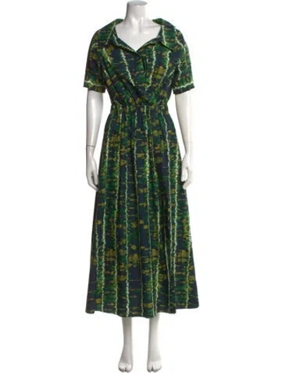 Pre-owned Altuzarra Tie-dye Print Long Dress In Green