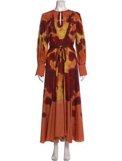 Pre-owned Altuzarra Tie-dye Print Long Dress In Orange