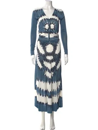 Pre-owned Altuzarra Tie-dye Print Long Dress W/ Tags In Blue