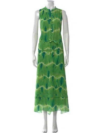 Pre-owned Altuzarra Tie-dye Print Long Dress W/ Tags In Green