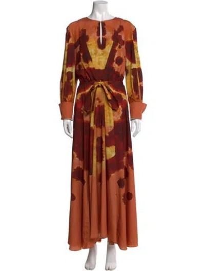 Pre-owned Altuzarra Tie-dye Print Long Dress W/ Tags In Orange