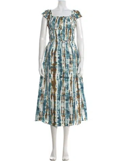 Pre-owned Altuzarra Tie-dye Print Long Dress In White