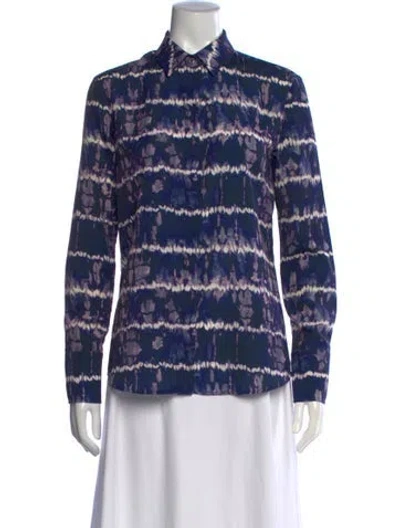 Pre-owned Altuzarra Tie-dye Print Long Sleeve Blouse In Blue