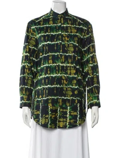 Pre-owned Altuzarra Tie-dye Print Long Sleeve Blouse In Green