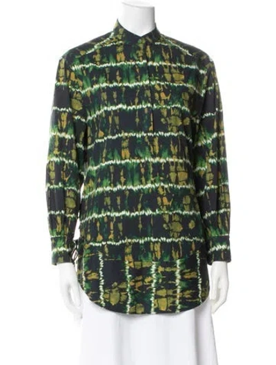 Pre-owned Altuzarra Tie-dye Print Long Sleeve Blouse In Green