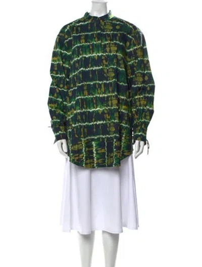 Pre-owned Altuzarra Tie-dye Print Long Sleeve Blouse In Green