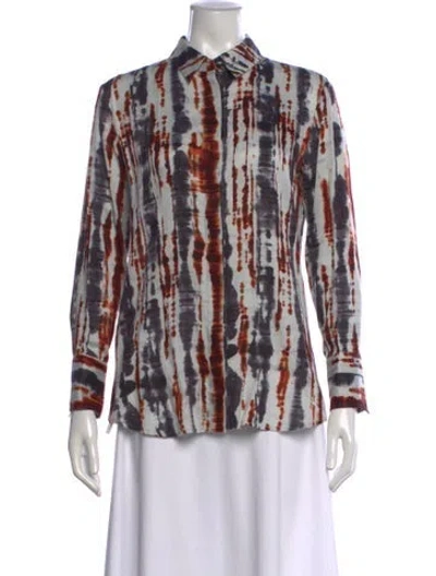 Pre-owned Altuzarra Tie-dye Print Long Sleeve Blouse In Multicolor