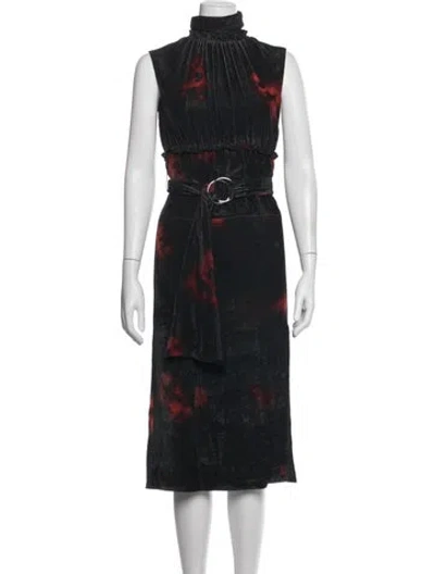 Pre-owned Altuzarra Tie-dye Print Midi Length Dress In Black/blue