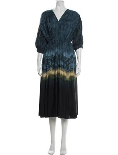 Pre-owned Altuzarra Tie-dye Print Midi Length Dress In Blue