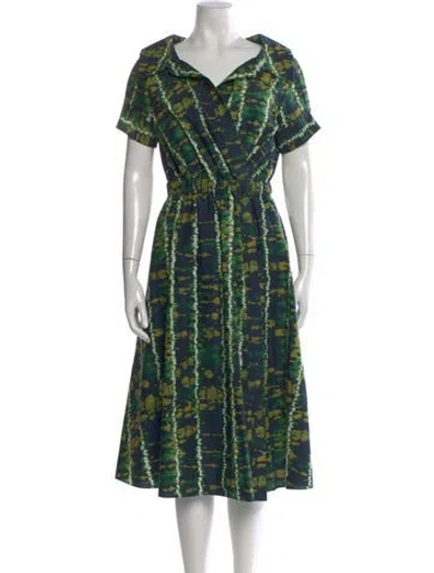 Pre-owned Altuzarra Tie-dye Print Midi Length Dress In Green