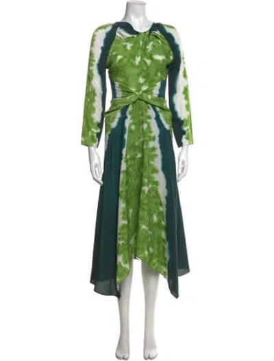 Pre-owned Altuzarra Tie-dye Print Midi Length Dress In Green