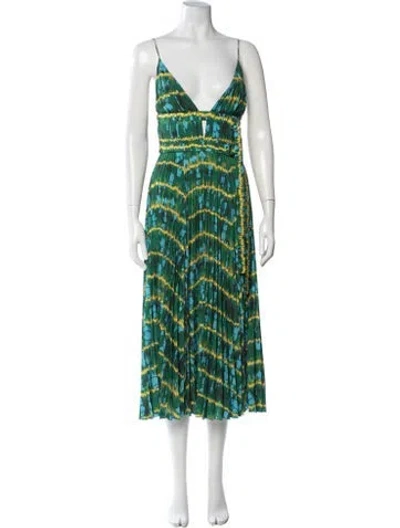 Pre-owned Altuzarra Tie-dye Print Midi Length Dress In Green