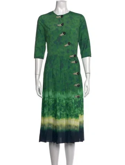 Pre-owned Altuzarra Tie-dye Print Midi Length Dress In Green/white/yellow