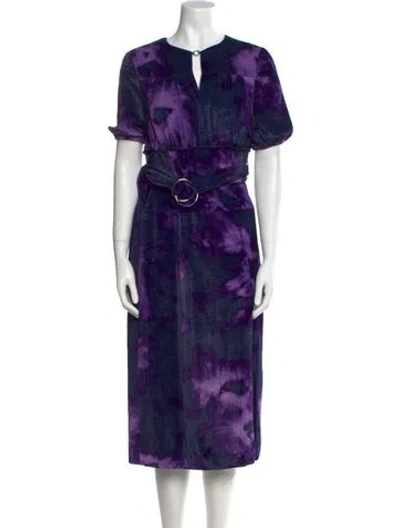 Pre-owned Altuzarra Tie-dye Print Midi Length Dress In Purple
