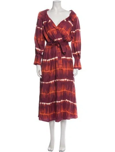 Pre-owned Altuzarra Tie-dye Print Midi Length Dress In Red