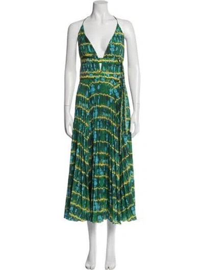 Pre-owned Altuzarra Tie-dye Print Midi Length Dress W/ Tags In Green