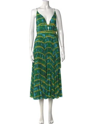 Pre-owned Altuzarra Tie-dye Print Midi Length Dress W/ Tags In Green