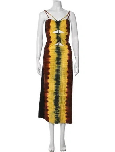 Pre-owned Altuzarra Tie-dye Print Midi Length Dress W/ Tags In Yellow