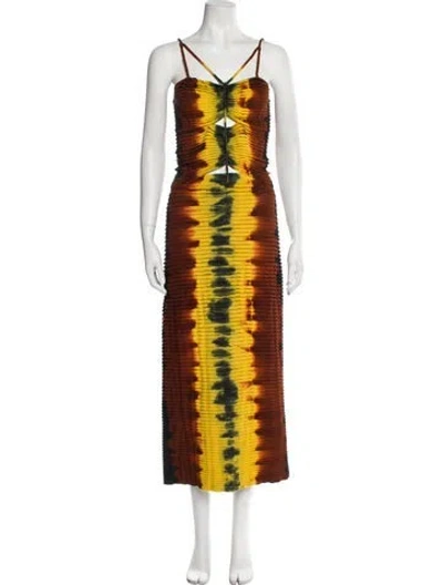 Pre-owned Altuzarra Tie-dye Print Midi Length Dress In Yellow