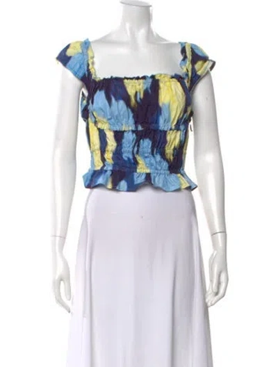 Pre-owned Altuzarra Tie-dye Print Square Neckline Crop Top In Blue