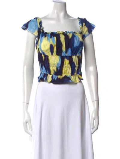 Pre-owned Altuzarra Tie-dye Print Square Neckline Crop Top In Blue
