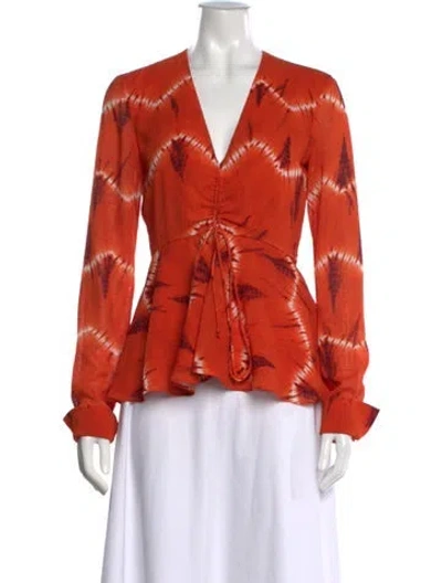 Pre-owned Altuzarra Tie-dye Print V-neck Blouse In Orange