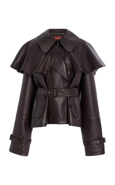Altuzarra Tim Cropped Leather Trench Coat In Brown