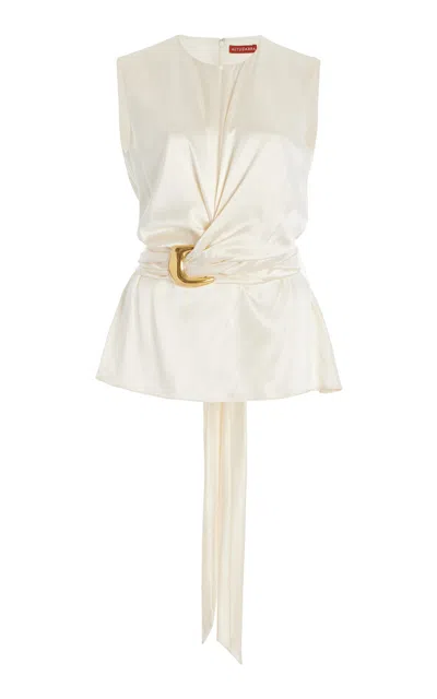 Altuzarra Tizzy Belted Silk Sleeveless Top In Off-white