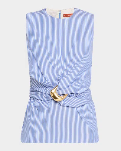 Altuzarra Tizzy Striped Draped Sleeveless Top