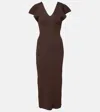 Altuzarra Trey Ruffled Ribbed-knit Gown In Brown