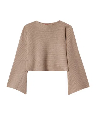 Altuzarra Trip Cropped Ribbed Merino Wool And Cashmere-blend Sweater In Brown