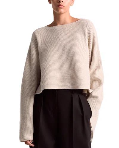 Altuzarra Trip Wool-cashmere Rib Handkerchief Crop Sweater In Bleaker Melange