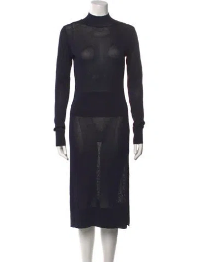 Pre-owned Altuzarra Turtleneck Midi Length Dress In Black