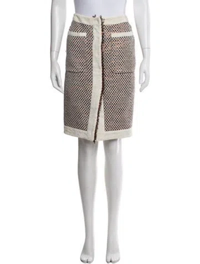 Pre-owned Altuzarra Tweed Pattern Midi Length Skirt In White