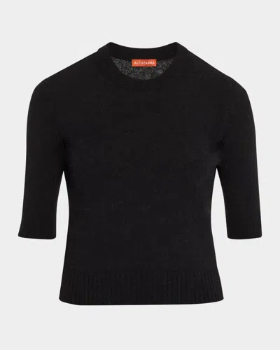 Altuzarra Ty Alpaca Short Sleeve Sweater In Black