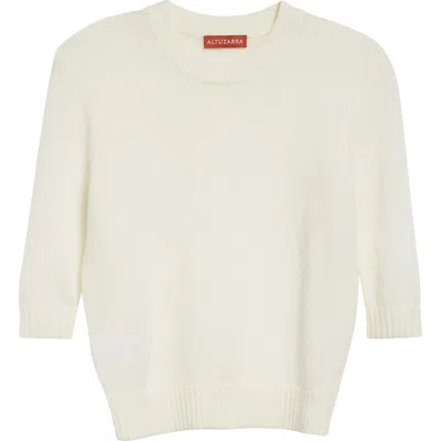 Altuzarra Ty Alpaca Short Sleeve Sweater In Ivory