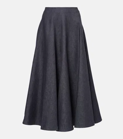Altuzarra Varda Cotton Midi Skirt In Blue