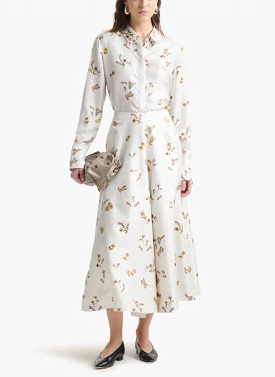 Altuzarra Varda Floral Silk Midi Skirt In Macadamia In White