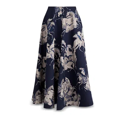 Altuzarra Varda Horse Print Skirt In Blue